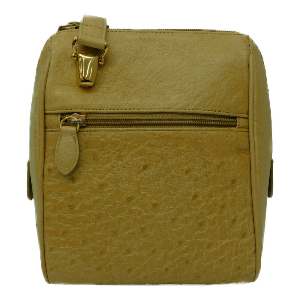 Ostrich 2way Handbag Real Leather Tan